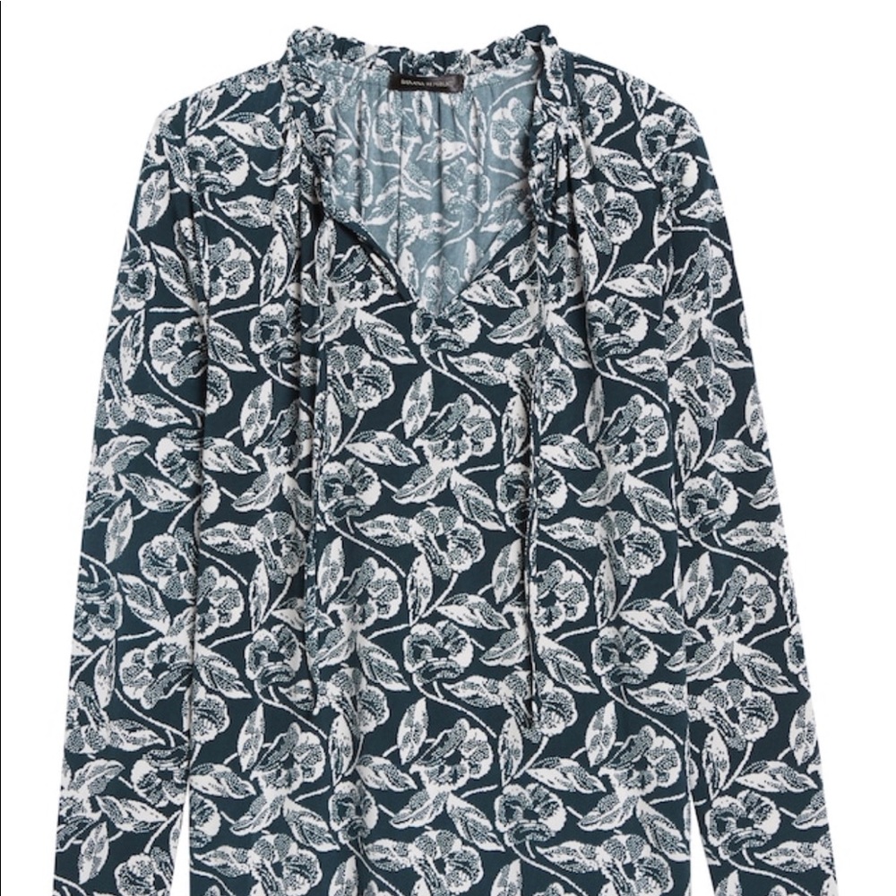 Banana Republic Tie Neck Floral Top